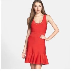 DVF Perry Chili Pepper Red Fit and Flare Bandage Dress
